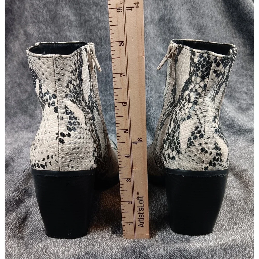 Madden Girl Snakeskin Print Ankle‎ Boots Black Heel Side Zip Size 9.5M